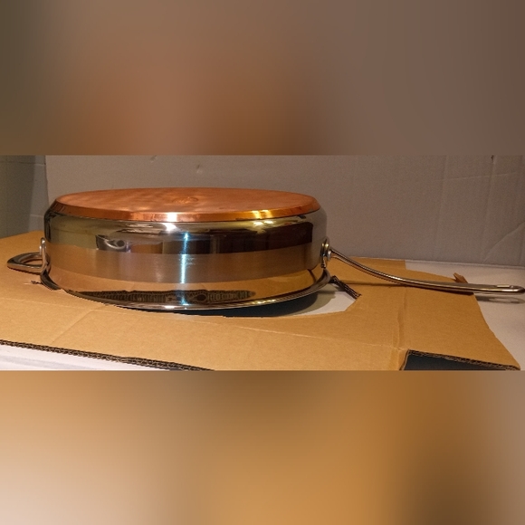 Club Pro Cuisine Stainless Steel 12" Frying Pan Jumbo Cooker w/ Copper Bottom - Picture 4 of 8
